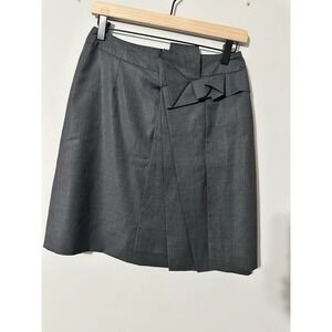 MAX & Co. Trends 100% Virgin Wool Gray A-Line Mini Skirt US‎ 6 Geometric Ruffle